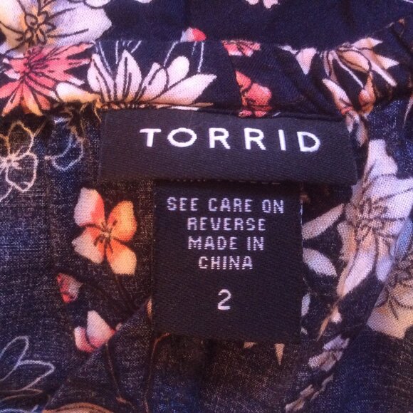 Torrid Blue Floral Flutter Ruffle Boho Festival Adjustable Tank Top Size 2 (2X) - Picture 3 of 5